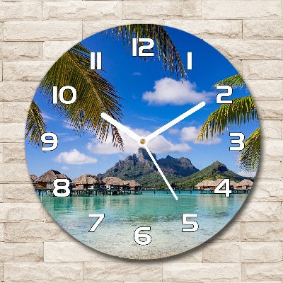 Horloge ronde Palmiers à Bora Bora