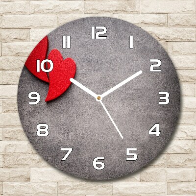 Horloge ronde Coeurs rouges