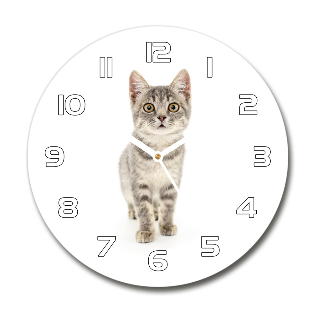 Horloge ronde murale Chat gris