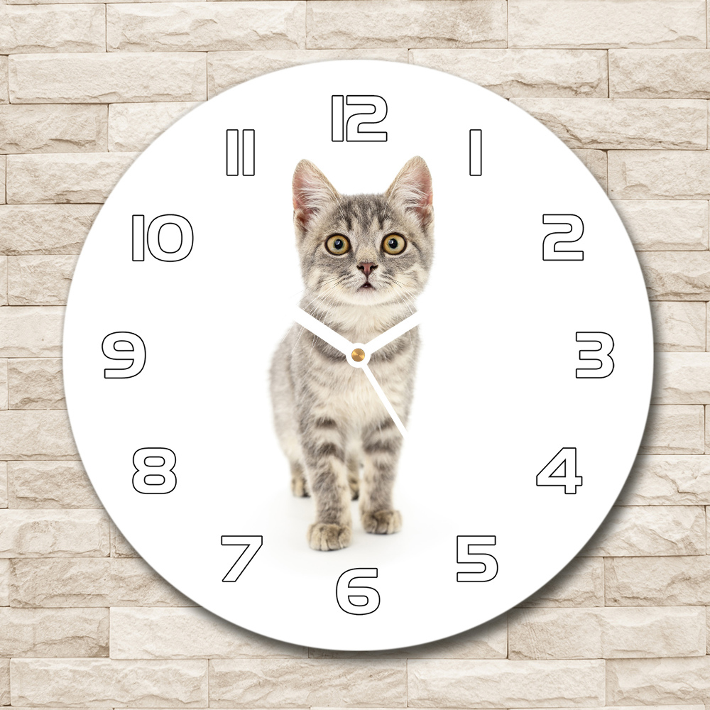 Horloge ronde murale Chat gris