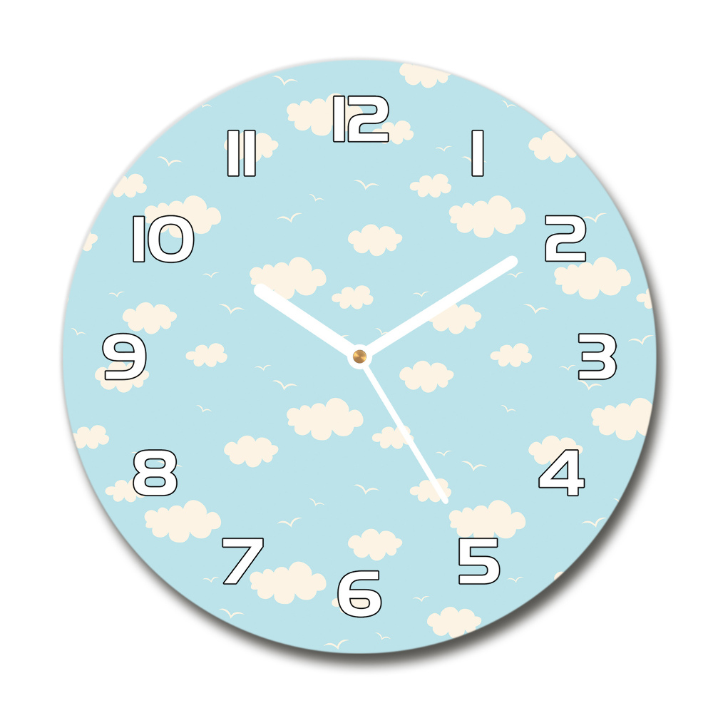 Horloge en verre ronde Nuages