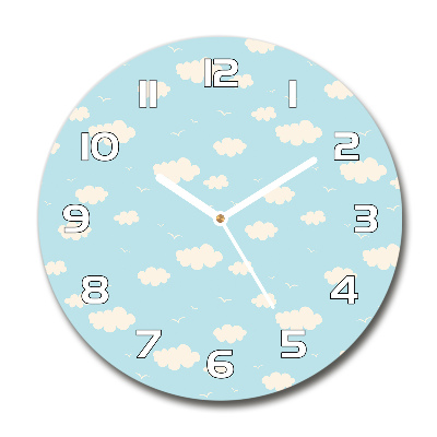 Horloge en verre ronde Nuages