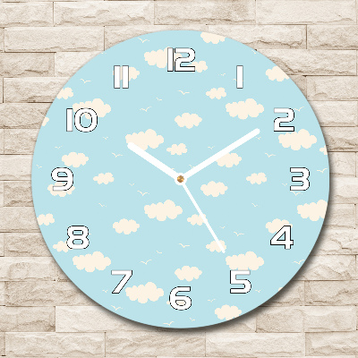 Horloge en verre ronde Nuages