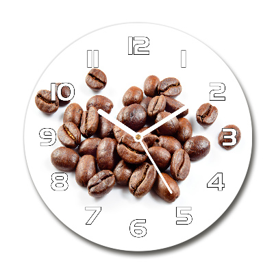 Horloge en verre ronde Une poignée de grains de café