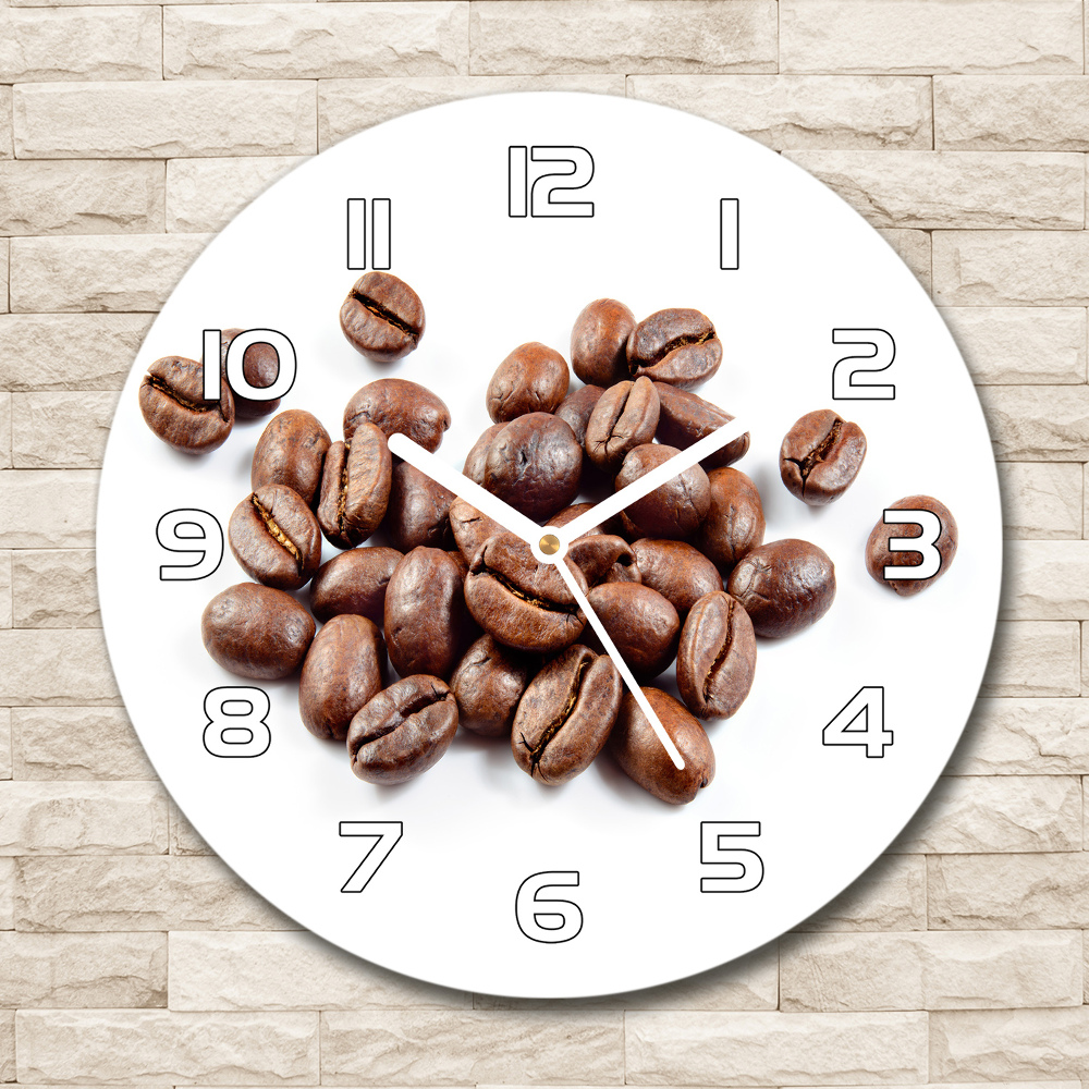 Horloge en verre ronde Une poignée de grains de café