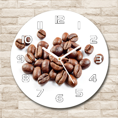 Horloge en verre ronde Une poignée de grains de café