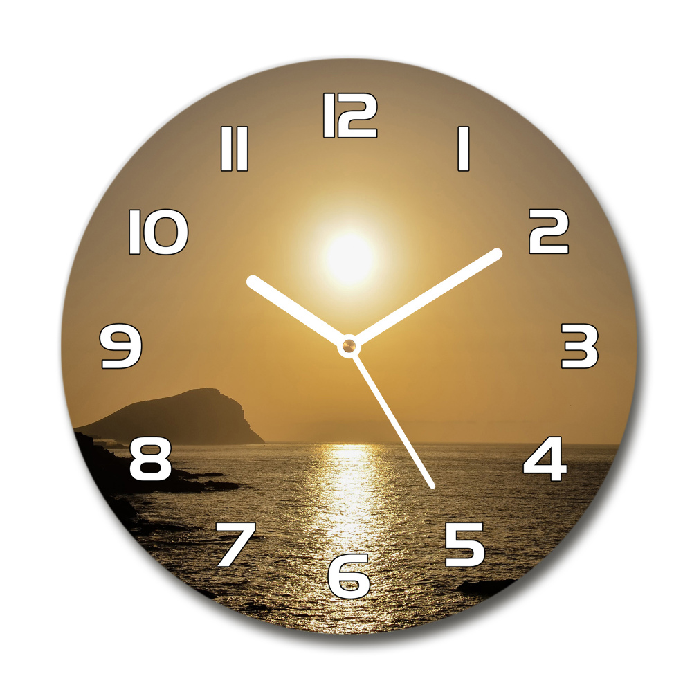 Horloge en verre ronde Coucher de soleil sur la mer