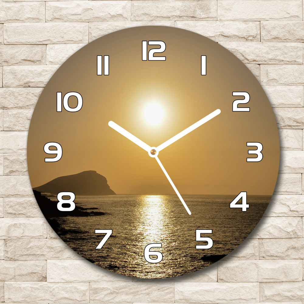 Horloge en verre ronde Coucher de soleil sur la mer