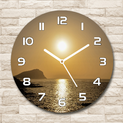 Horloge en verre ronde Coucher de soleil sur la mer