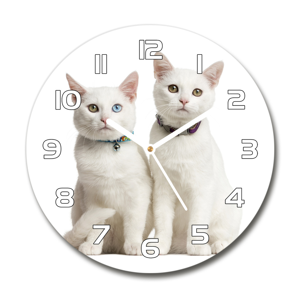 Pendule murale ronde Chat blanc