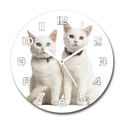 Pendule murale ronde Chat blanc