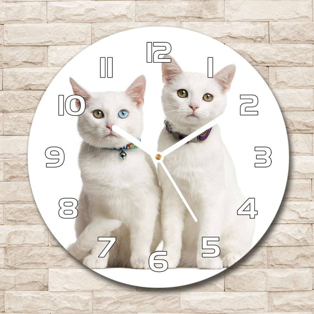 Pendule murale ronde Chat blanc