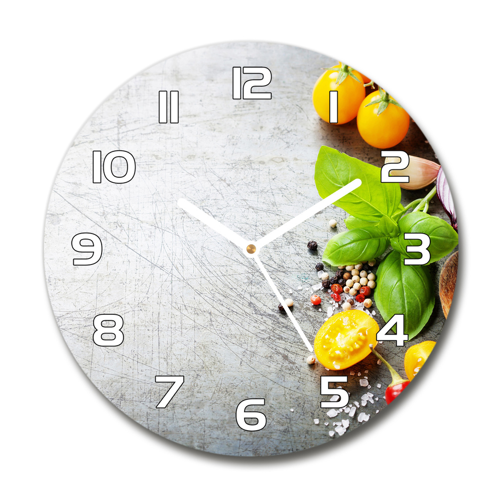 Horloge en verre ronde Légumes