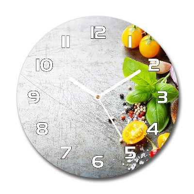 Horloge en verre ronde Légumes