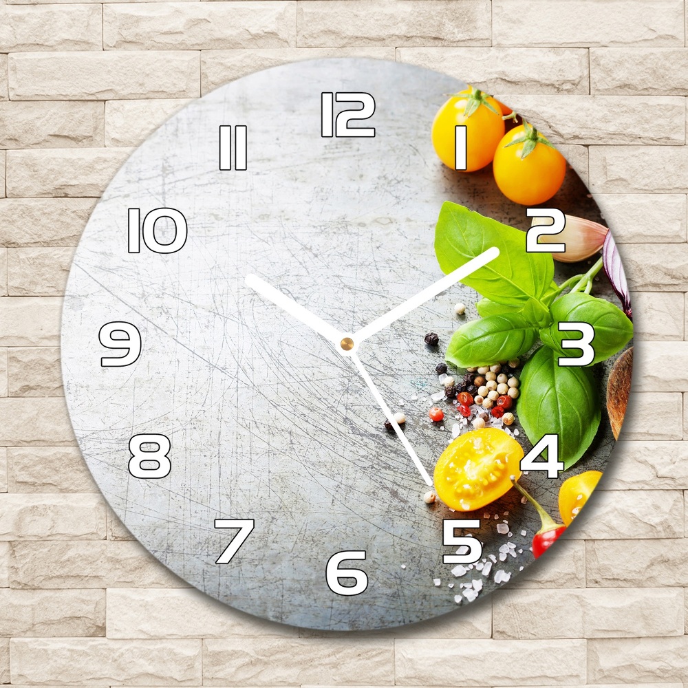 Horloge en verre ronde Légumes