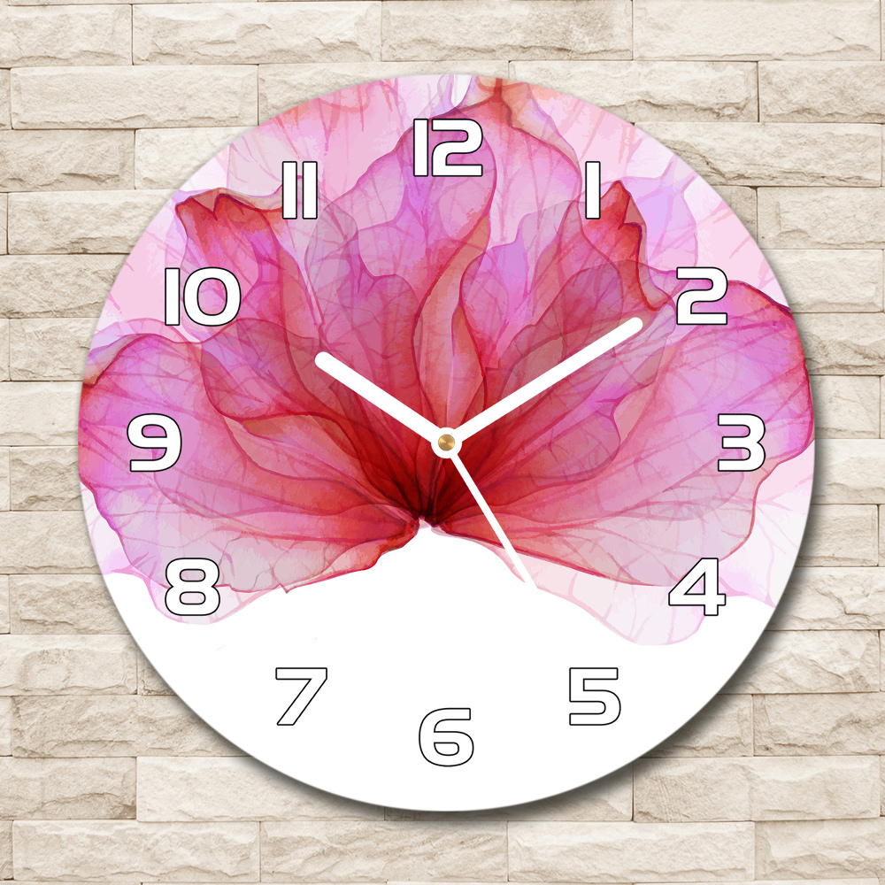 Horloge ronde murale Fleur rose