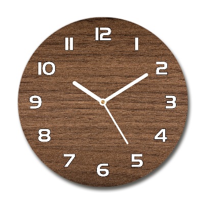 Horloge en verre ronde Fond brun en bois