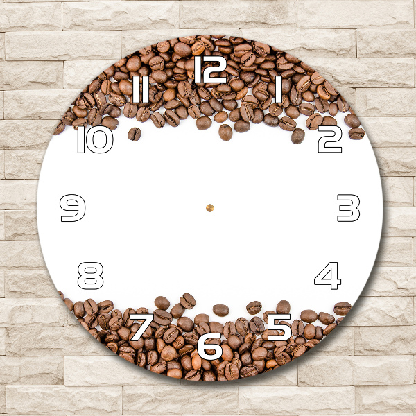 Horloge en verre ronde Grains de café