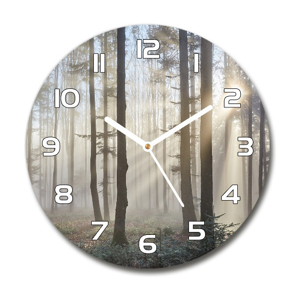 Horloge ronde Brume dans la forêt