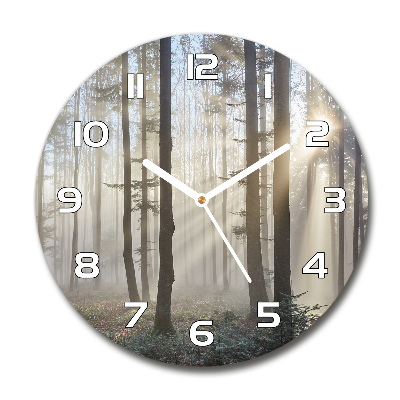 Horloge ronde Brume dans la forêt