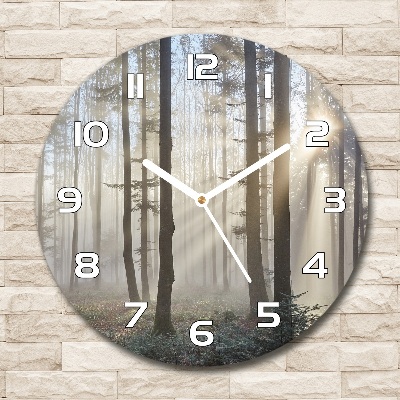 Horloge ronde Brume dans la forêt