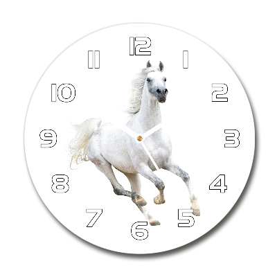 Horloge ronde Cheval arabe blanc