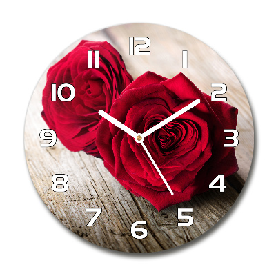 Pendule murale ronde Roses sur bois