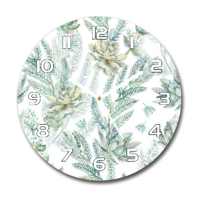 Horloge ronde murale Fleurs et feuilles