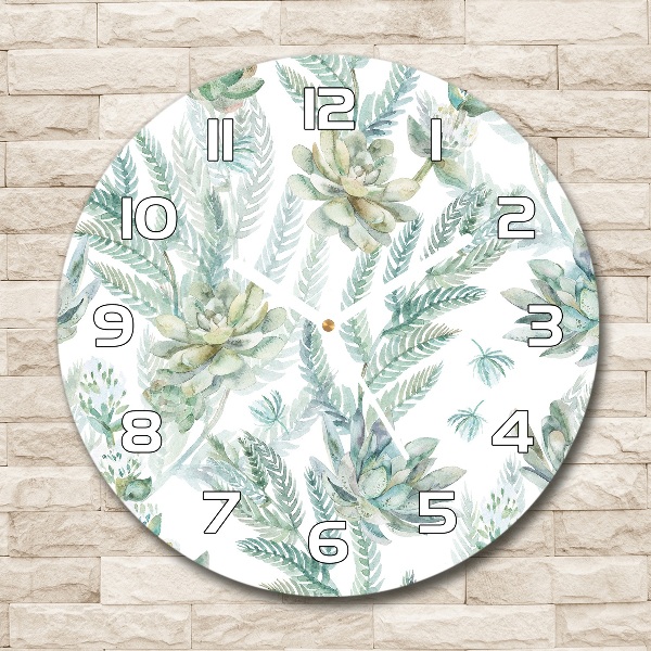 Horloge ronde murale Fleurs et feuilles