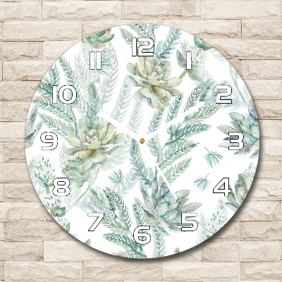 Horloge ronde murale Fleurs et feuilles