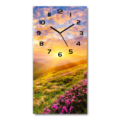 Horloge murale verticale Coucher de soleil en montagne