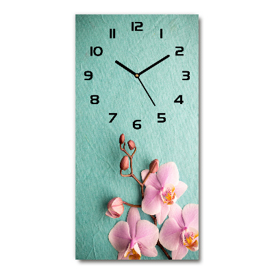 Horloge murale en verre rectangulaire Orchidée rose
