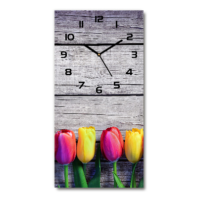 Horloge murale verticale Tulipes colorées