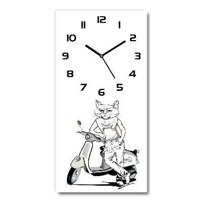 Horloge murale en verre rectangulaire Homme-chat