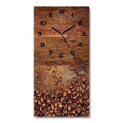 Horloge murale verticale Grains de café bois