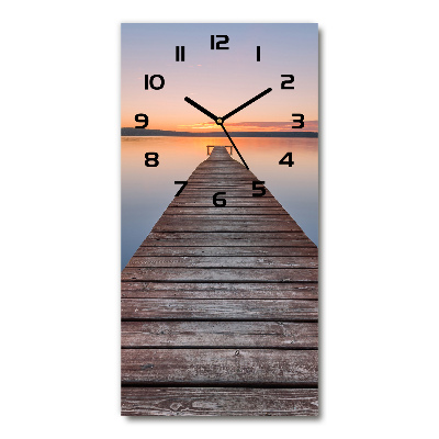 Horloge verticale en verre Jetée en bois