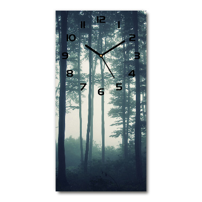 Horloge verticale en verre Brume dans la forêt