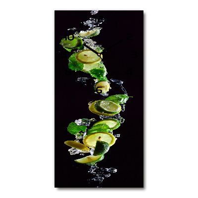 Horloge verticale en verre Limes et citrons