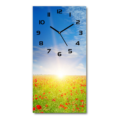 Horloge murale en verre rectangulaire Champ de coquelicots