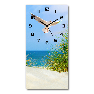 Horloge murale en verre rectangulaire Mouette au-dessus des dunes