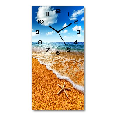 Horloge rectangulaire verticale Étoile de mer sur la plage