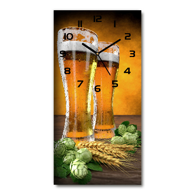 Horloge rectangulaire verticale Deux verres de bière