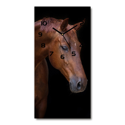 Horloge verticale en verre Cheval brun