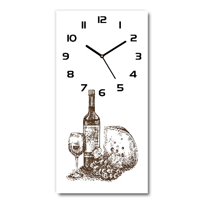 Horloge murale en verre rectangulaire Vin et amuse-gueule