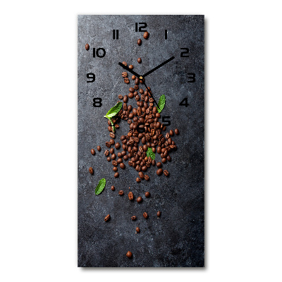 Horloge verticale en verre Grains de café caféine