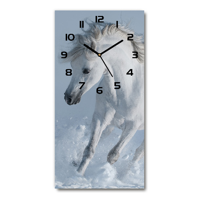 Horloge murale en verre rectangulaire Cheval blanc au galop