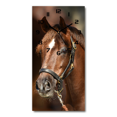 Horloge verticale en verre Portrait d'un cheval