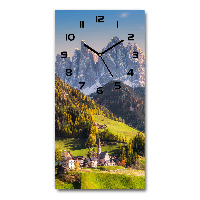 Horloge murale verticale Petite ville de montagne