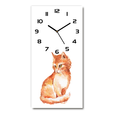 Horloge murale verticale Chat rouge