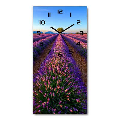 Horloge murale en verre rectangulaire Champ de lavande